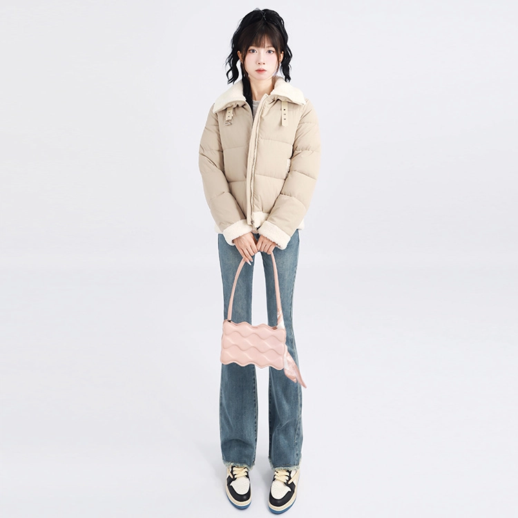 木清清 宽松时尚休闲加厚面包短款长袖棉服 女款