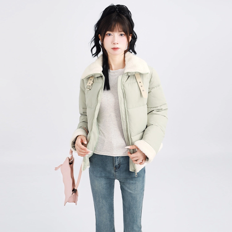 木清清 宽松时尚休闲加厚面包短款长袖棉服 女款