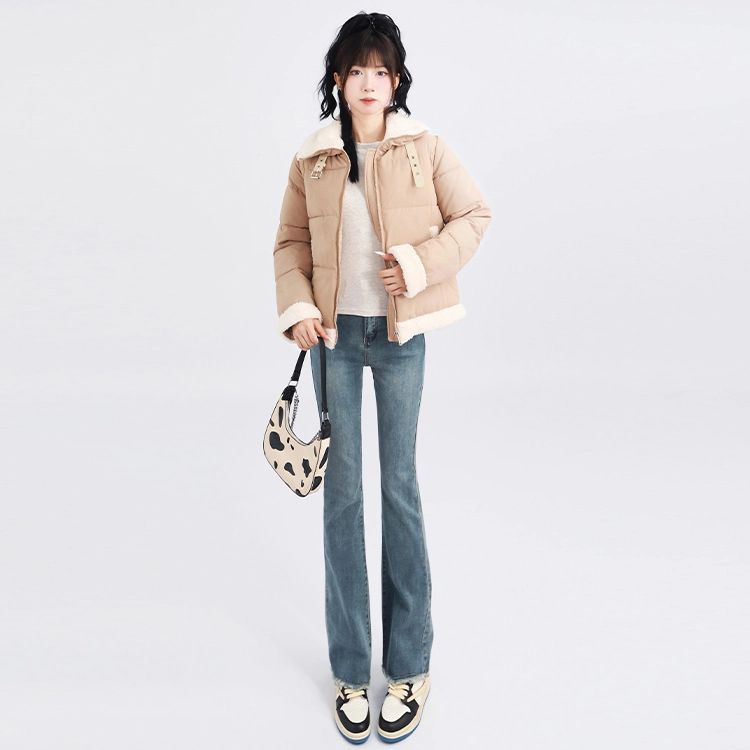 木清清 宽松时尚休闲加厚面包短款长袖棉服 女款
