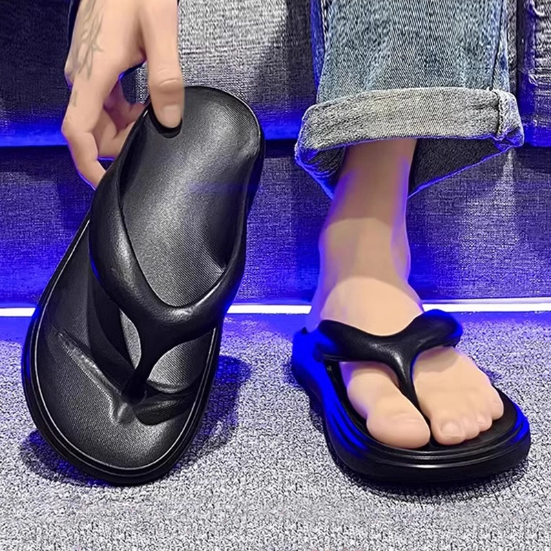木林森 简约纯色外穿海边潮流时尚人字拖鞋 男款