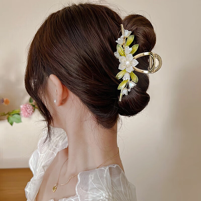 妖娆猫 小清新花朵蝴蝶鱼尾 头饰 高端发卡 鲨鱼夹 后脑勺高级感发饰套装 发夹 女款