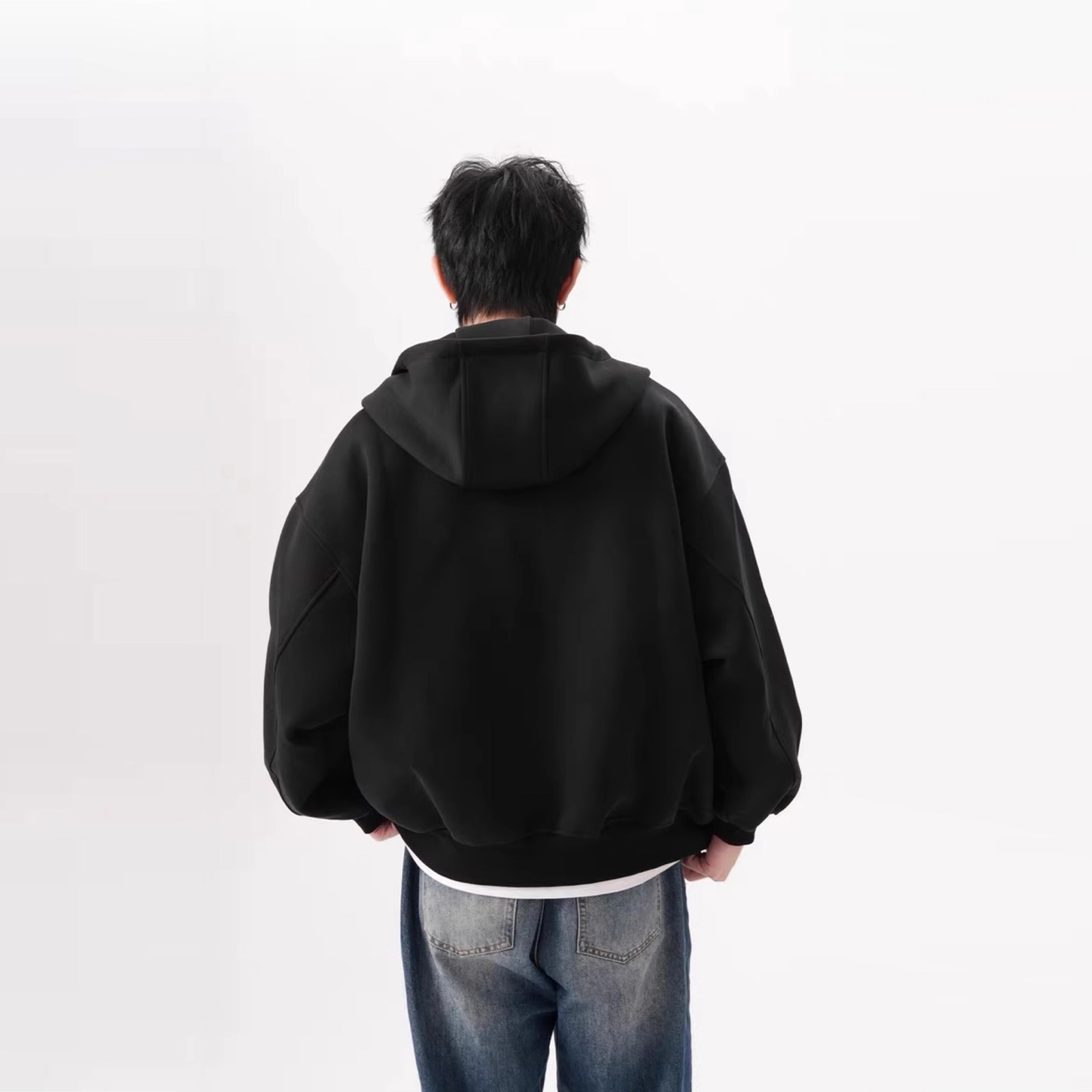 寻星记 美式复古空气层连帽拉链开衫 情侣春秋百搭潮牌卫衣 男女同款
