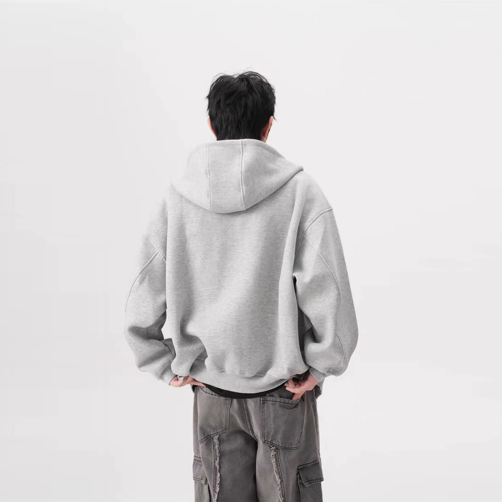 寻星记 美式复古空气层连帽拉链开衫 情侣春秋百搭潮牌卫衣 男女同款