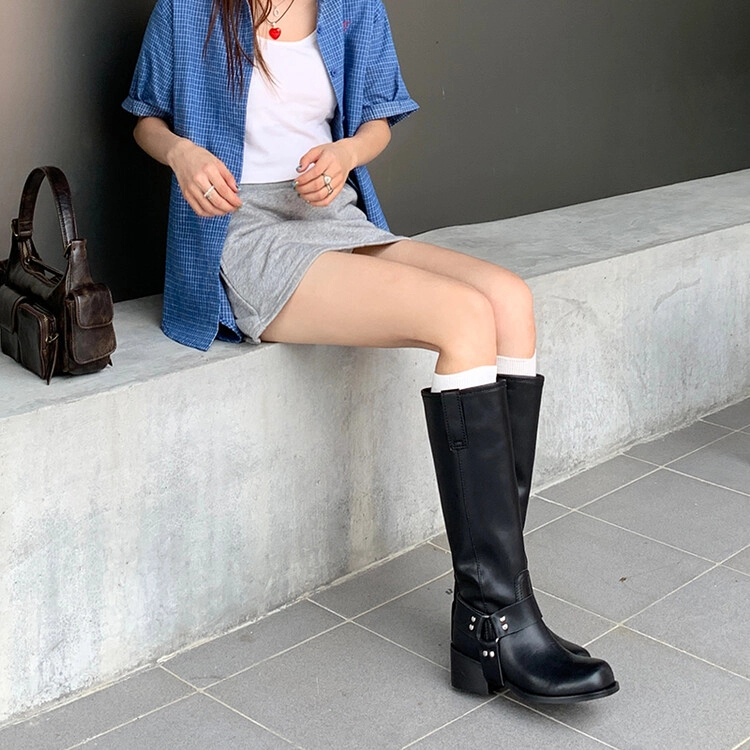 苏颜娇 牛皮革 个性百搭简约舒适潮流 高筒靴 女款