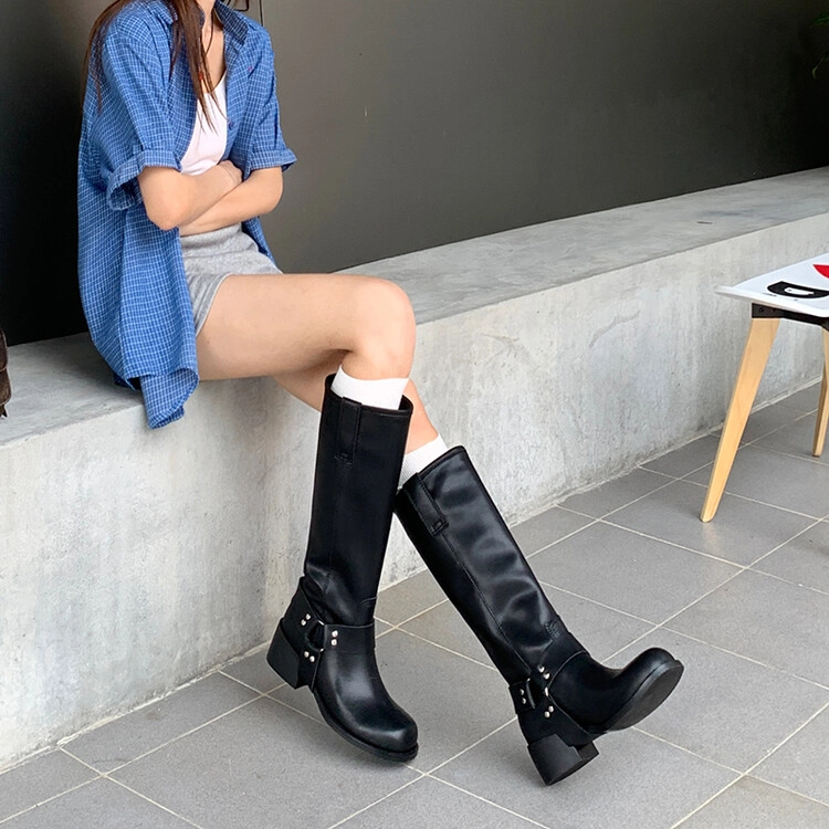苏颜娇 牛皮革 个性百搭简约舒适潮流 高筒靴 女款