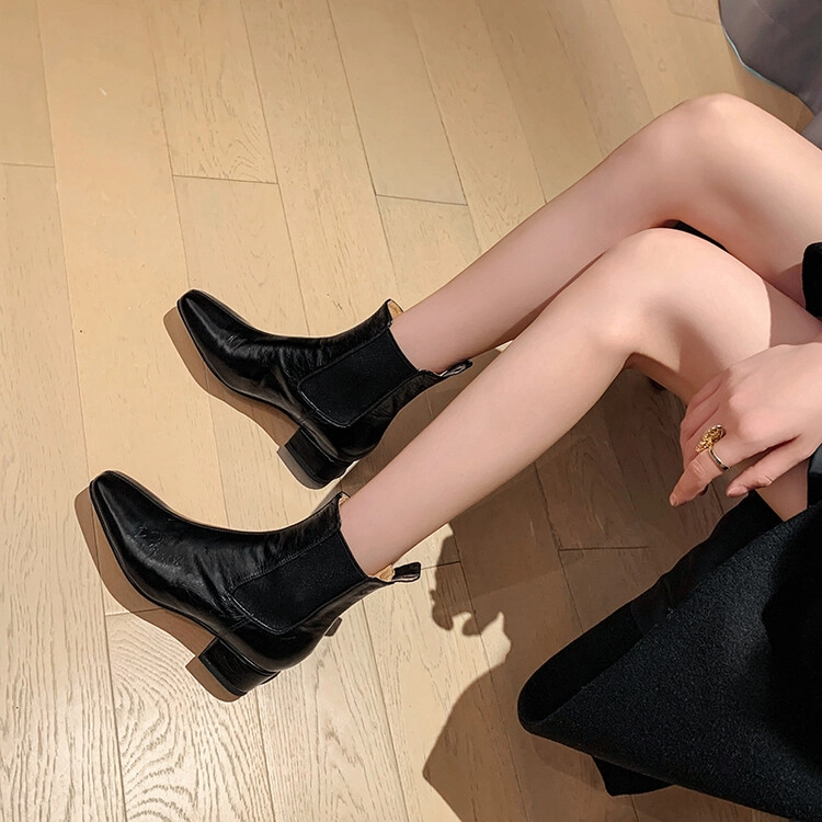 苏颜娇 头层牛皮 舒适时尚休闲百搭 短筒 切尔西靴 女款