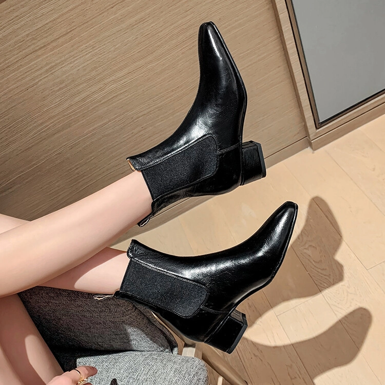 苏颜娇 头层牛皮 舒适时尚休闲百搭 短筒 切尔西靴 女款