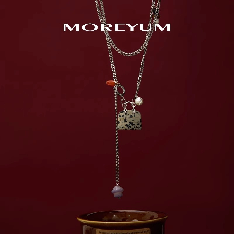 慕阳 墨语韩系长款毛衣链 小众原创简约斜挎链 潮流个性小众轻奢高级感设计 大气百搭通勤风精致配饰 双层叠戴设计  虎眼石 项链 女款