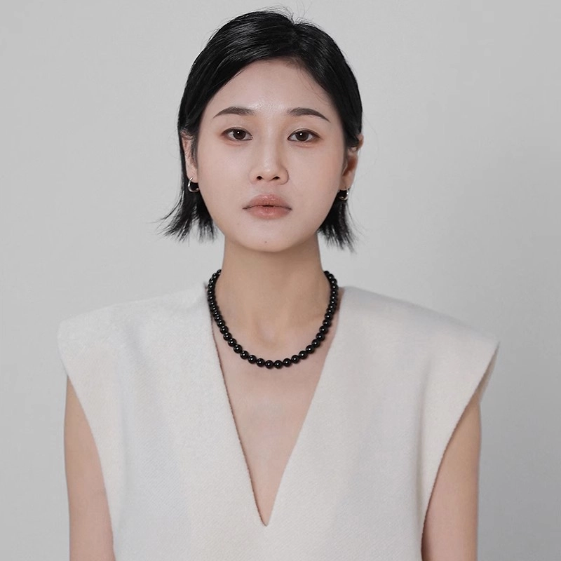 慕阳 黑晶可调节锁骨链 新中式小众简约清冷轻奢高级感设计 日常通勤精致百搭氛围感 个性时尚优雅大气 精美礼盒 好运 玛瑙 项链 女款