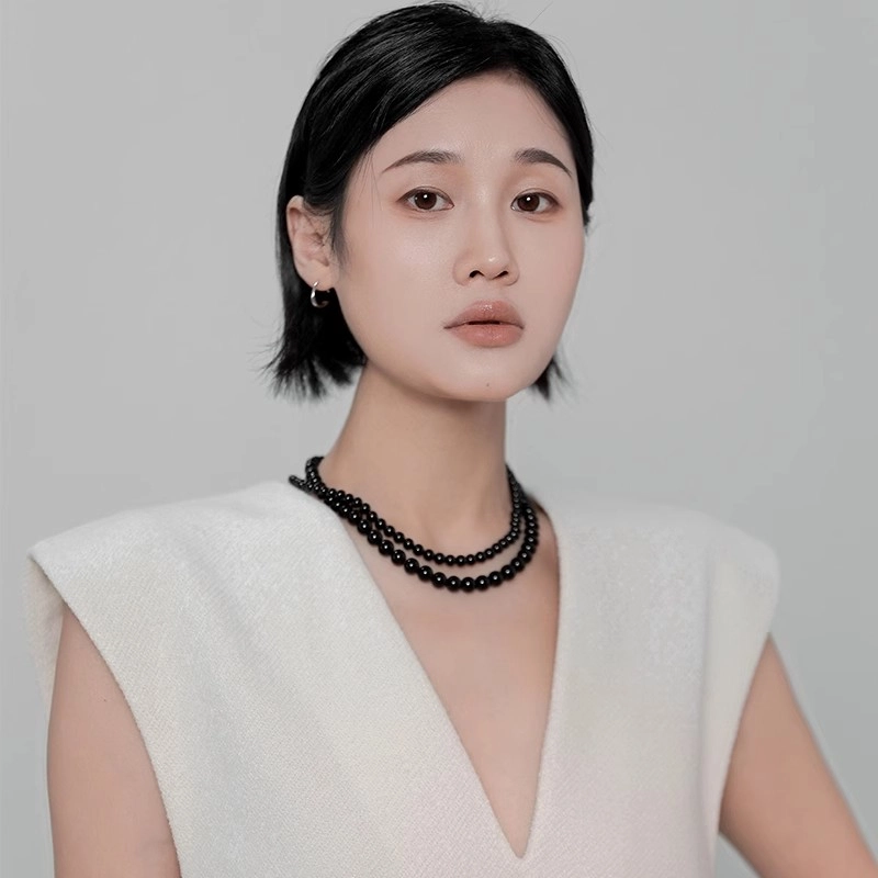 慕阳 黑晶可调节锁骨链 新中式小众简约清冷轻奢高级感设计 日常通勤精致百搭氛围感 个性时尚优雅大气 精美礼盒 好运 玛瑙 项链 女款