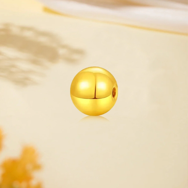 【吸金招财】 金嘉福 精致闪亮转运珠 小众圆润设计简约时尚百搭平安纳福 小金库增值储蓄收藏#好运 足金 一口价 金珠 女款