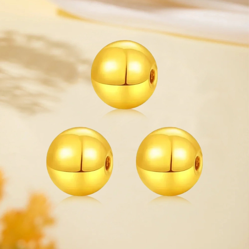 【吸金招财】 金嘉福 精致闪亮转运珠 小众圆润设计简约时尚百搭平安纳福 小金库增值储蓄收藏#好运 足金 一口价 金珠 女款