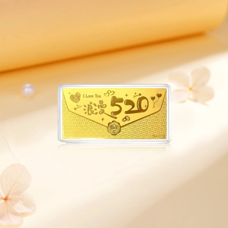 金嘉福 【浪漫告白】浪漫 创意个性优雅气质攒钱小金库摆件收藏储值理财恋爱告白纪念金#好运 足金 一口价 金钞 男女同款情侣款