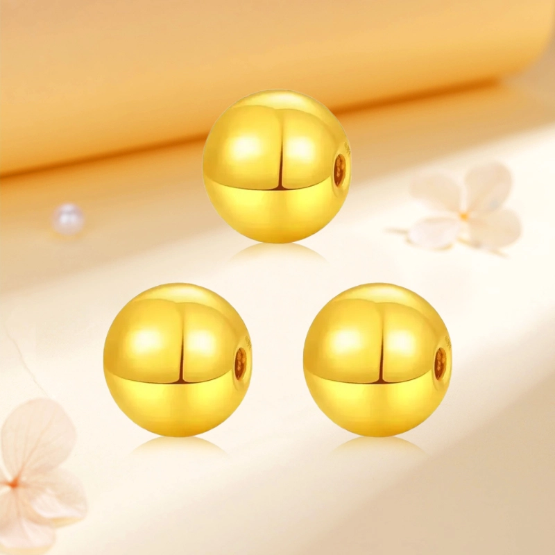 【吸金招财】 金嘉福 精致闪亮转运珠 小众圆润设计简约时尚百搭平安纳福 小金库增值储蓄收藏#好运 足金 一口价 金珠 女款
