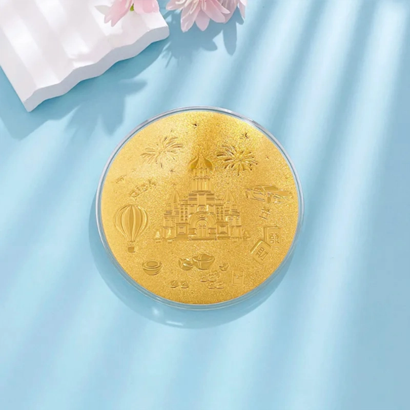 金嘉福 黄金大饼 创意个性攒钱金饼 理财储蓄收藏纪念金摆件 平安喜乐 妈妈我爱你 新婚快乐#好运 足金 按克计价 金币 男女同款情侣款
