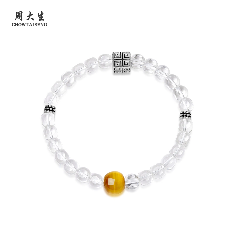 周大生 星月相伴 财运爆棚 新中式轻奢国风#好运天然 白水晶 手串 男女同款情侣款