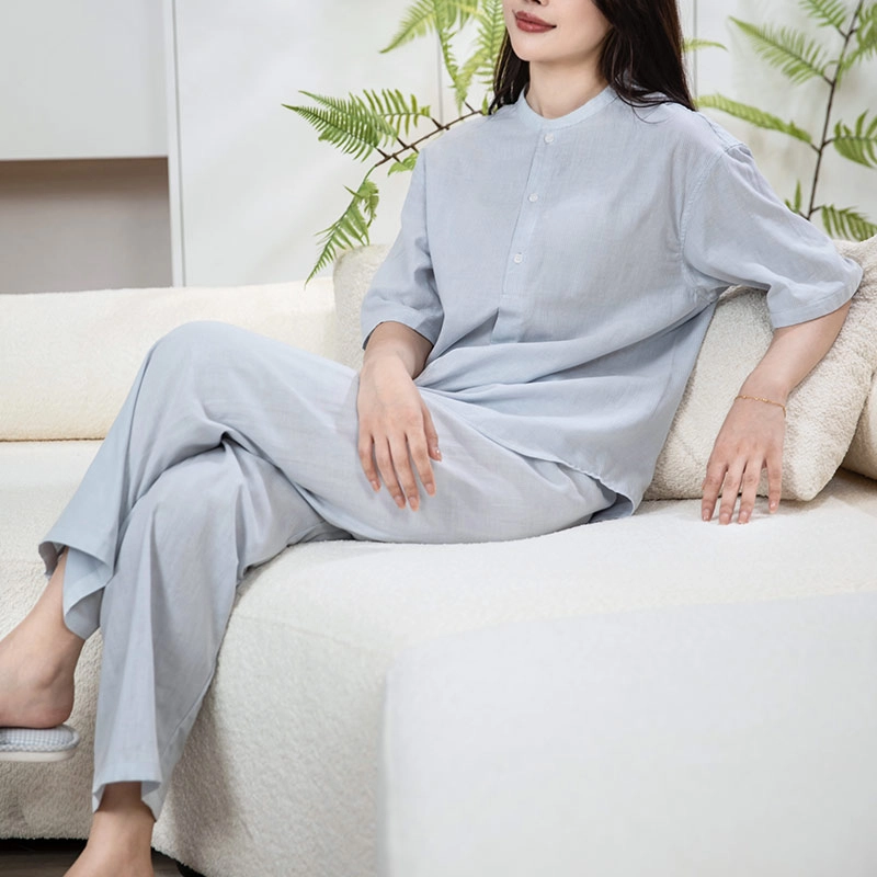 怡吾色 舒适透气圆领家居服简约纯色休闲可外穿睡衣套装 女款