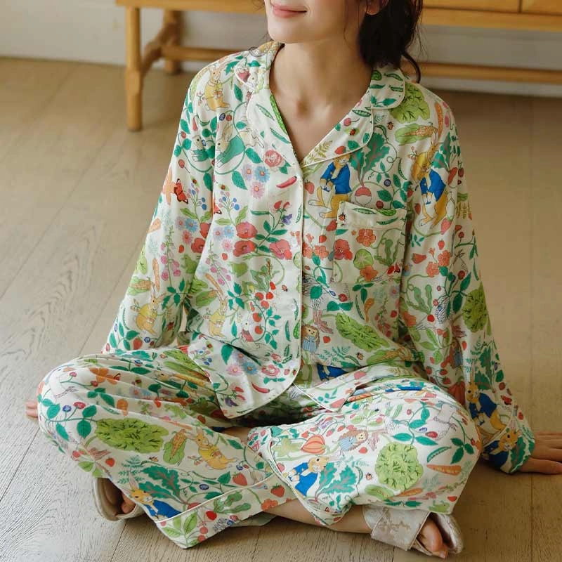 怡吾色 竹棉清新印花简约舒适睡衣套装 女款