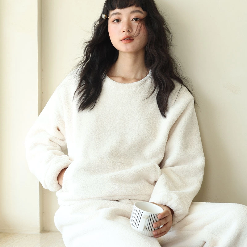 怡吾色 简约舒适圆领长袖长裤可外穿睡衣套装 女款