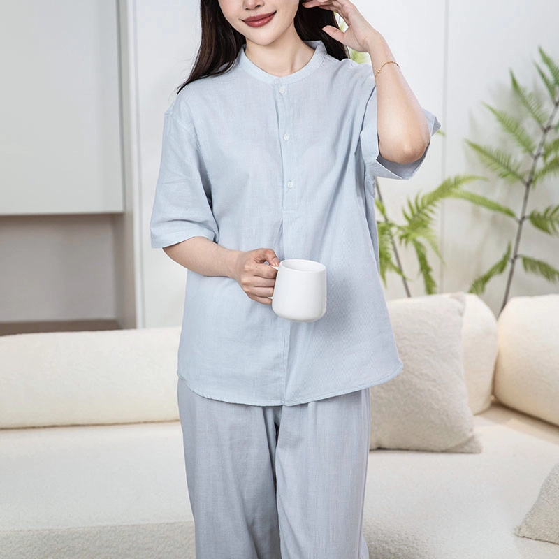 怡吾色 舒适透气圆领家居服简约纯色休闲可外穿睡衣套装 女款