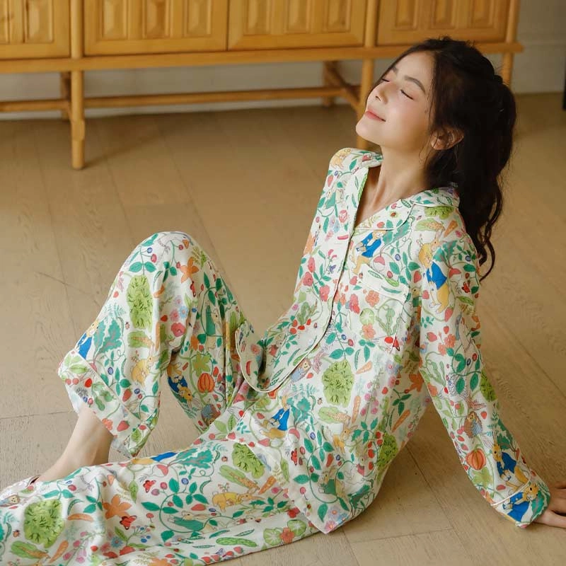 怡吾色 竹棉清新印花简约舒适睡衣套装 女款