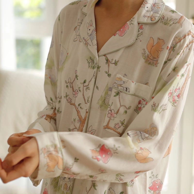 怡吾色 竹棉清新印花简约舒适睡衣套装 女款