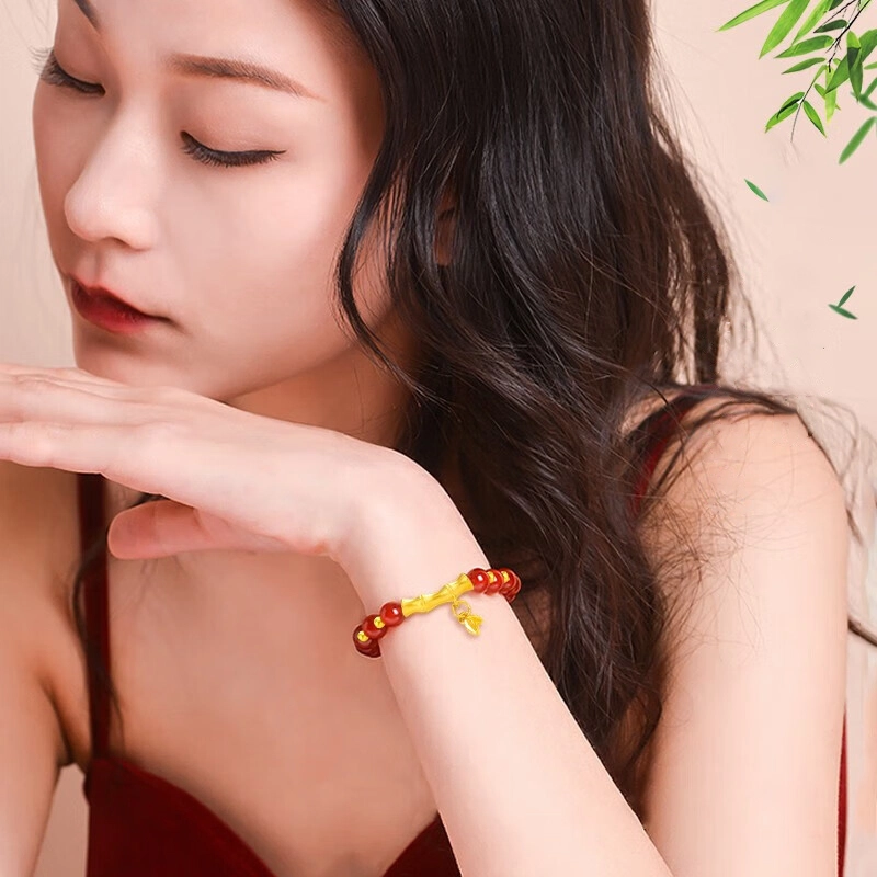 醉倾城 余生有你 知竹好运竹节 新中式国潮国风精致复古简约时尚温婉气质轻奢高级感 玛瑙 玉石手串 男女同款情侣款