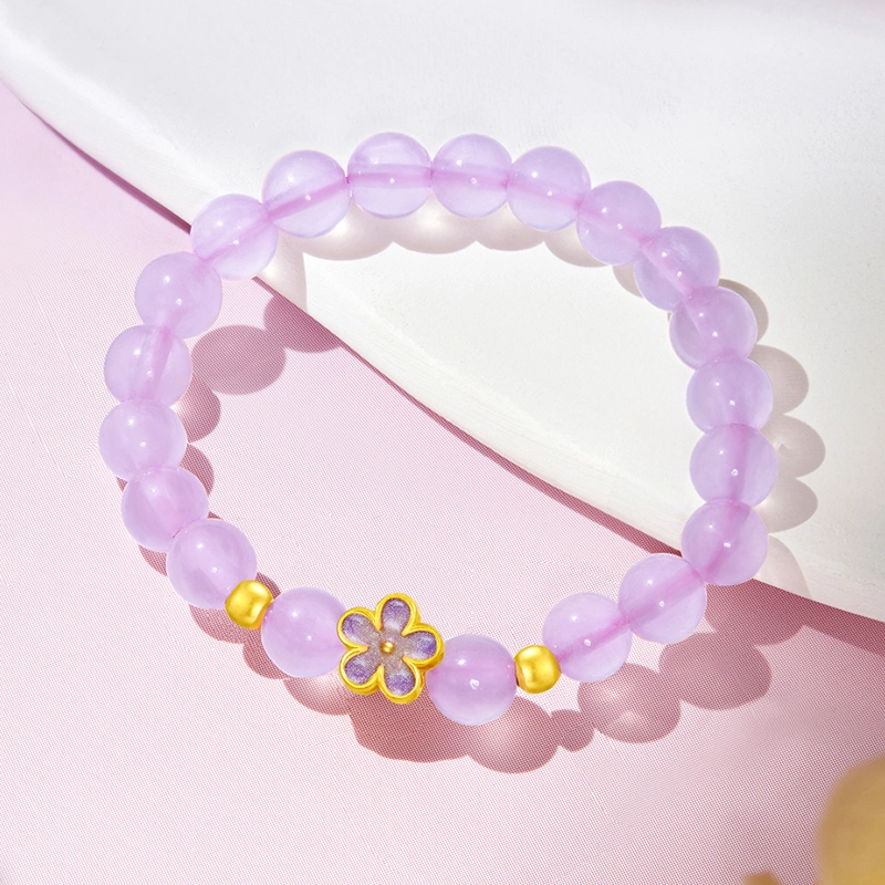 醉倾城 莫奈花园系列 玉见桃花转运金珠 甜蜜浪漫轻奢优雅小众精致 高级感 玉髓 手串 女款