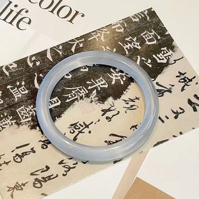 中兆珠宝 清透一步一响 精致清新古典优雅冷淡风新中式复古温柔气质设计感手饰 猫眼石 玉石手镯 女款
