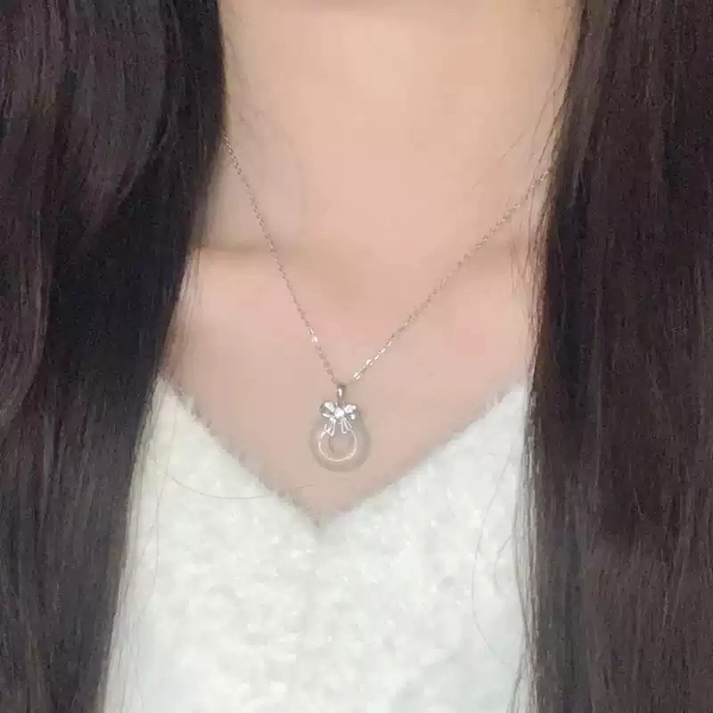 庆怡 在逃公主蝴蝶结平安扣 精致甜美森系 高级感平安扣锁骨链 玉髓 项链 男女同款情侣款