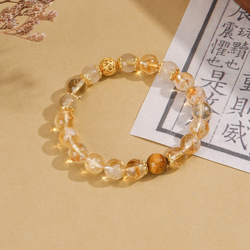 庆怡 新中式国潮招财纳福财源滚滚时尚百搭#好运 黄水晶 手串 男女同款情侣款