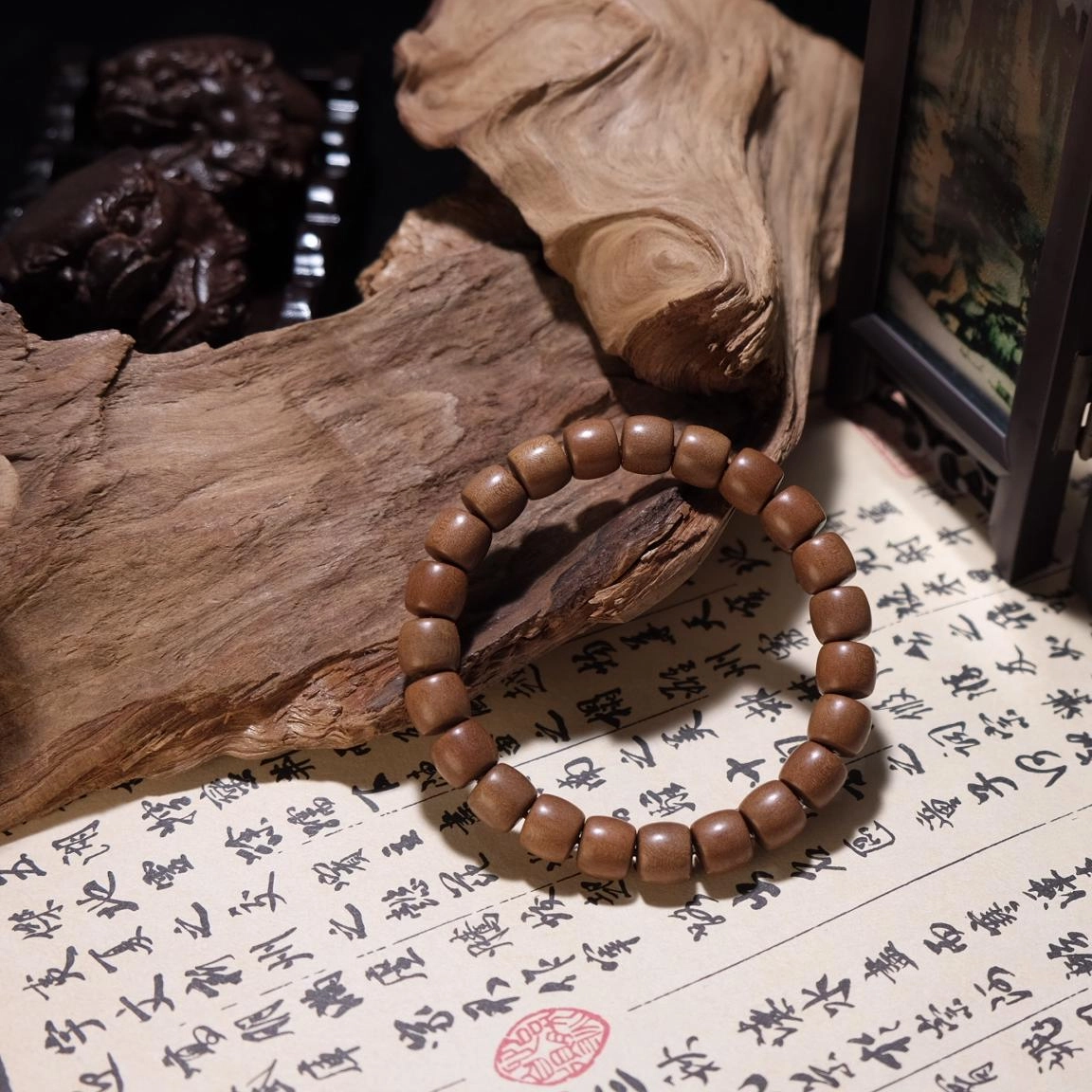 玉临门 国风经典古韵 复古儒雅 色味醇香 老山檀 名贵木作手串 男女同款情侣款
