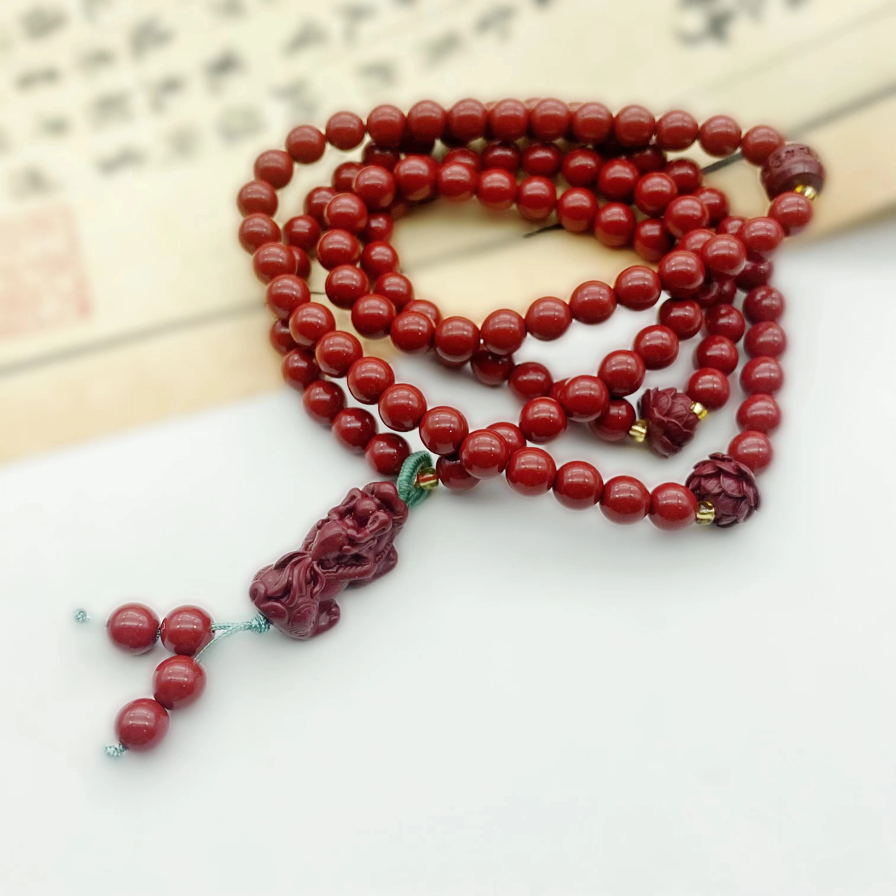 玉临门 新中式小众时尚招财貔貅 再造辰砂朱砂 玉石手串 男女同款情侣款 礼盒