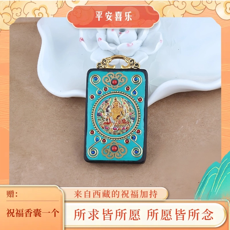 玉临门 国潮藏风 黄财神 小众轻奢高级设计感 民族风 复古 合金 项链 男女同款情侣款 黑檀