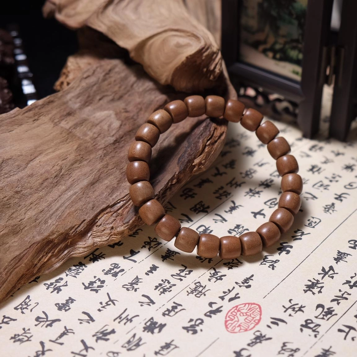 玉临门 国风经典古韵 复古儒雅 色味醇香 老山檀 名贵木作手串 男女同款情侣款