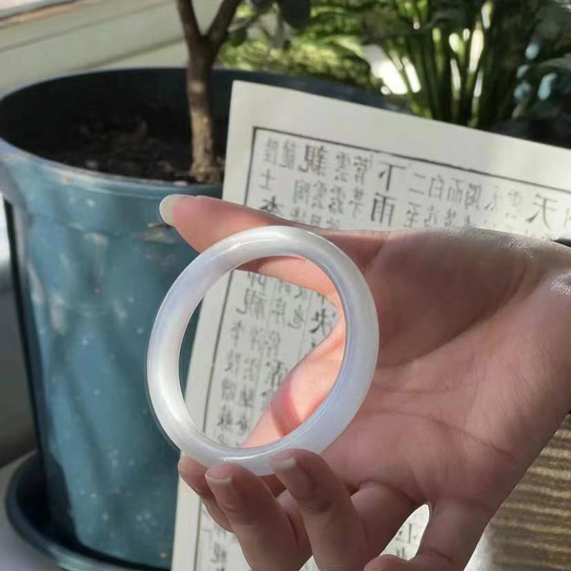 郁馨 中式美学复古圆条镯荔枝冻叠戴招财貔貅半镯 一步一响古风精致素雅贵妃镯早日脱单库里蓝#好运 玻璃猫眼 手镯 女款