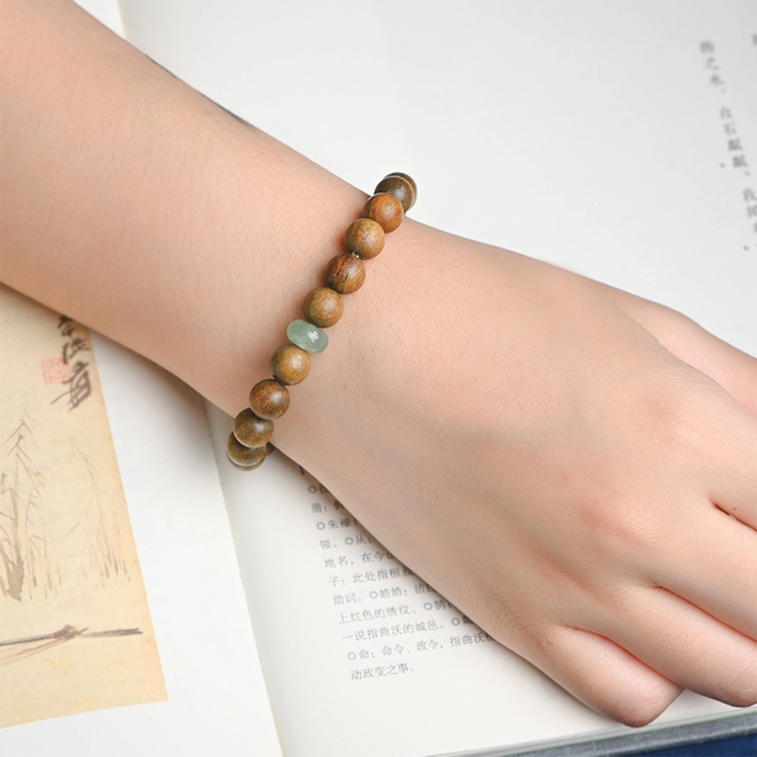 郁馨 中式美学森系单圈盘玩禅意过手留香古色古韵旗袍汉服 小众设计时尚本命年 水逆退散#好运 绿檀 手串 男女同款情侣款