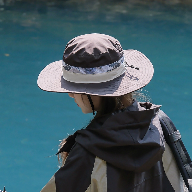 山一丸 拼色日系潮山系大檐遮阳钓鱼爬山迷彩 棉 防晒帽 男女同款情侣款