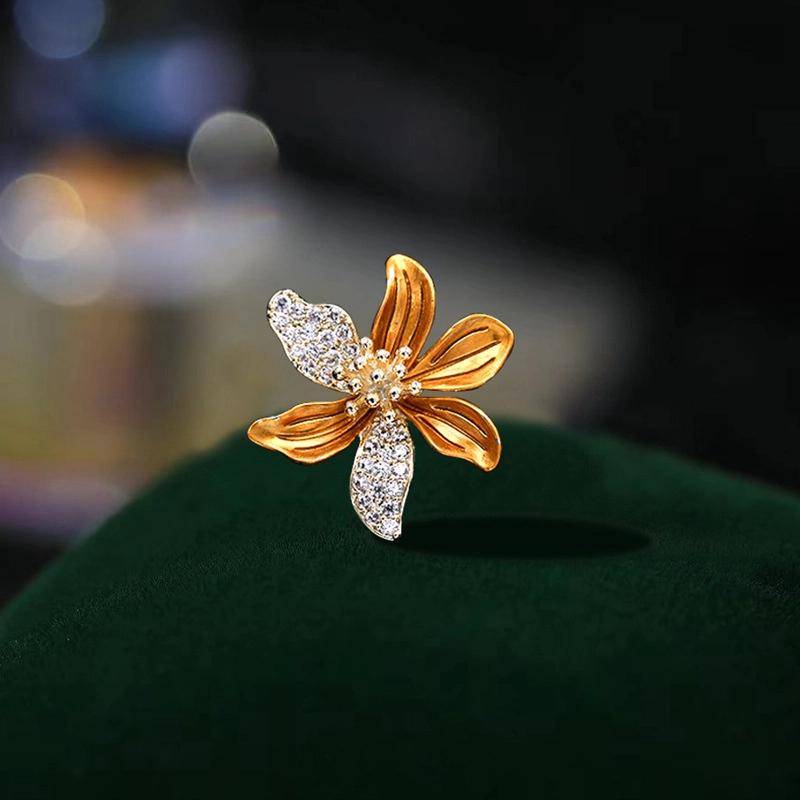 山一丸 小众胸花轻奢锆石固定衣服气质别针花朵百合花 环保铜 胸针 女款