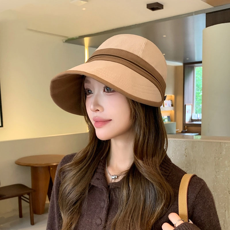 山一丸 韩版时尚拼色高级感大帽檐显脸小户外休闲 涤纶 帽子 女款