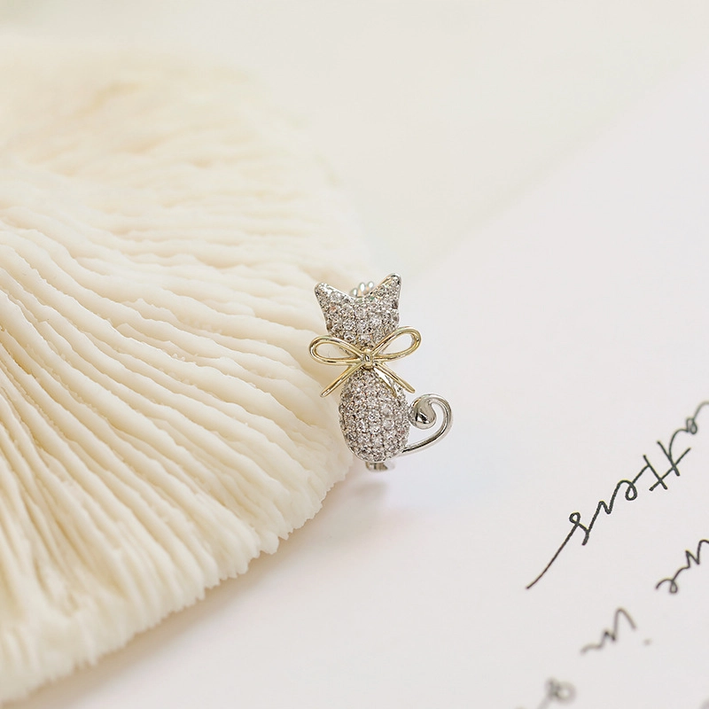 山一丸 韩国防走光领口可爱猫咪衬衣领针小别针胸花配饰 铜 胸针 女款
