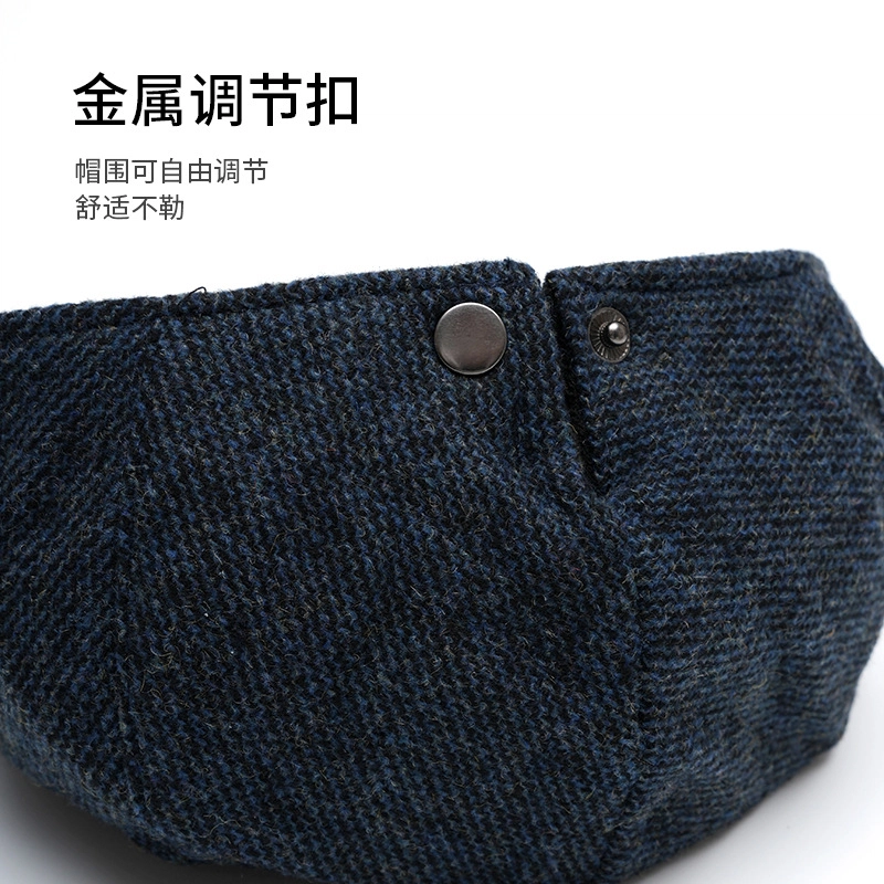 山一丸 秋冬针织加绒保暖英伦前进帽简约画家帽 棉涤 贝雷帽 男女同款情侣款