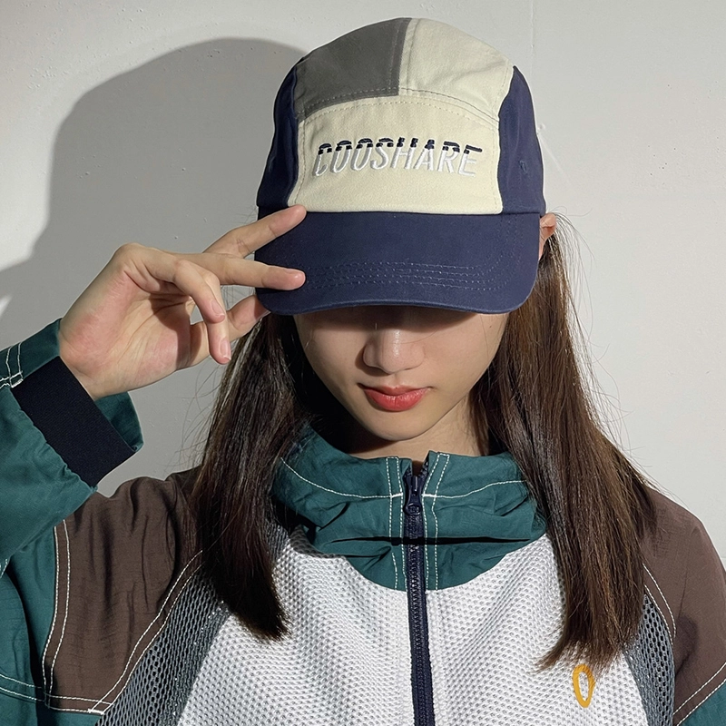 山一丸 板工装风五片帽户外运动美式复古拼色 鸭舌帽 男女同款情侣款