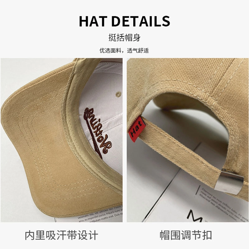 山一丸 韩版深顶宽檐字母刺绣休闲百搭大头围遮阳磨毛 聚酯纤维 鸭舌帽 男女同款情侣款