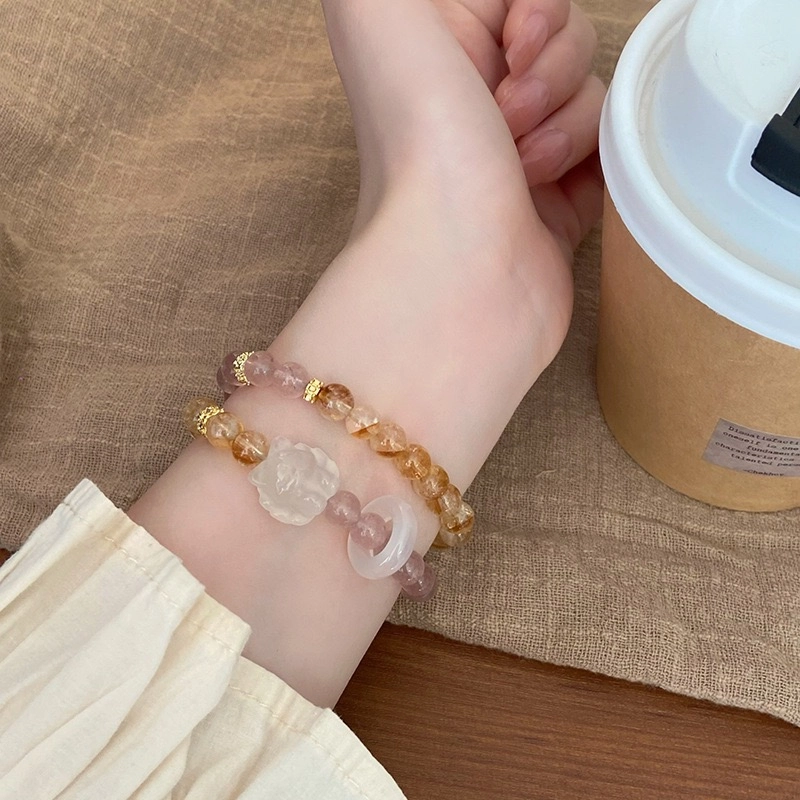 檀纳 简约招桃花狐狸小众 爱情甜蜜 感情升温 女友佩戴让爱发光 草莓晶 手串 男女同款情侣款
