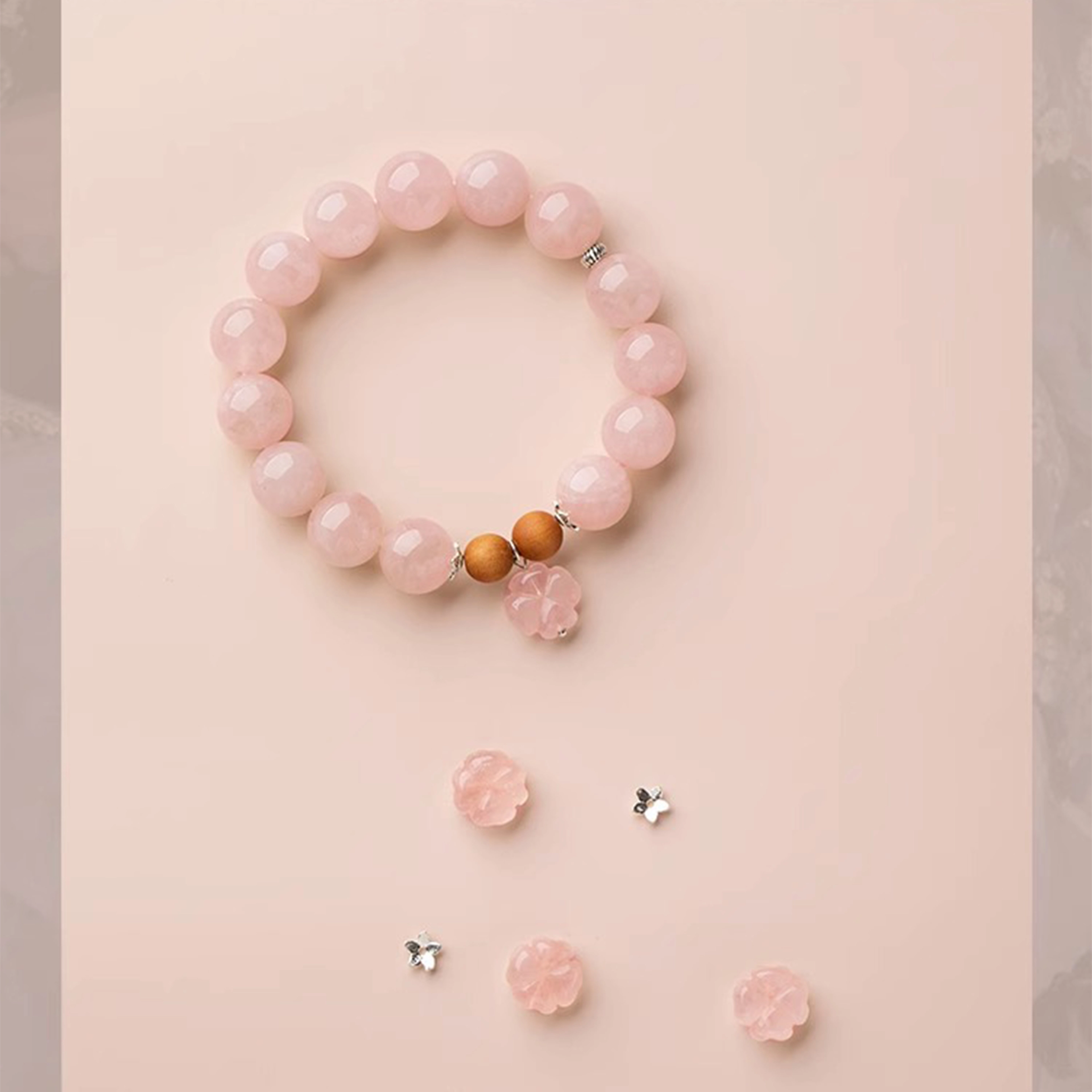 檀纳 幸运与好运 早日脱单转运招财爱情美满时尚气质高级感女友旺桃花#好运 粉水晶 手串 男女同款情侣款