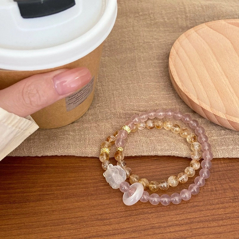 檀纳 简约招桃花狐狸小众 爱情甜蜜 感情升温 女友佩戴让爱发光 草莓晶 手串 男女同款情侣款