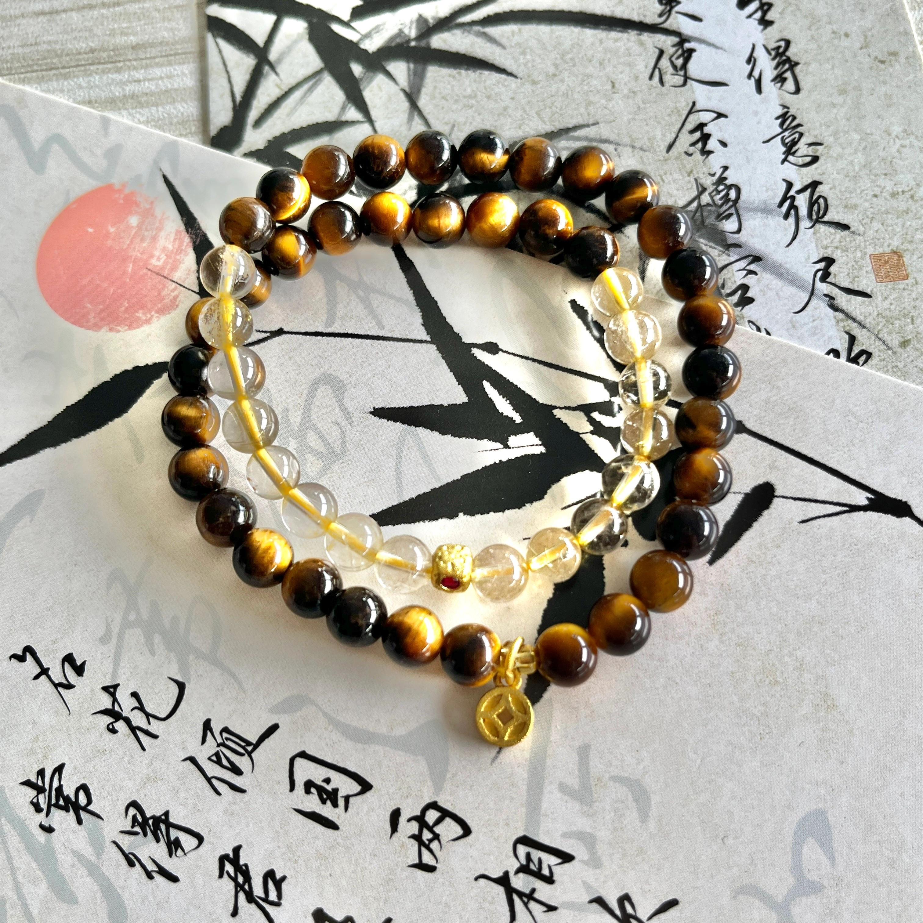 丰运阁 虎眼石金钱叠戴 招财纳福财源滚滚鸿运当头升职加薪新中式国潮旺事业小众搭配设计 简约通勤百搭 送礼#好运 水晶 手串 女款