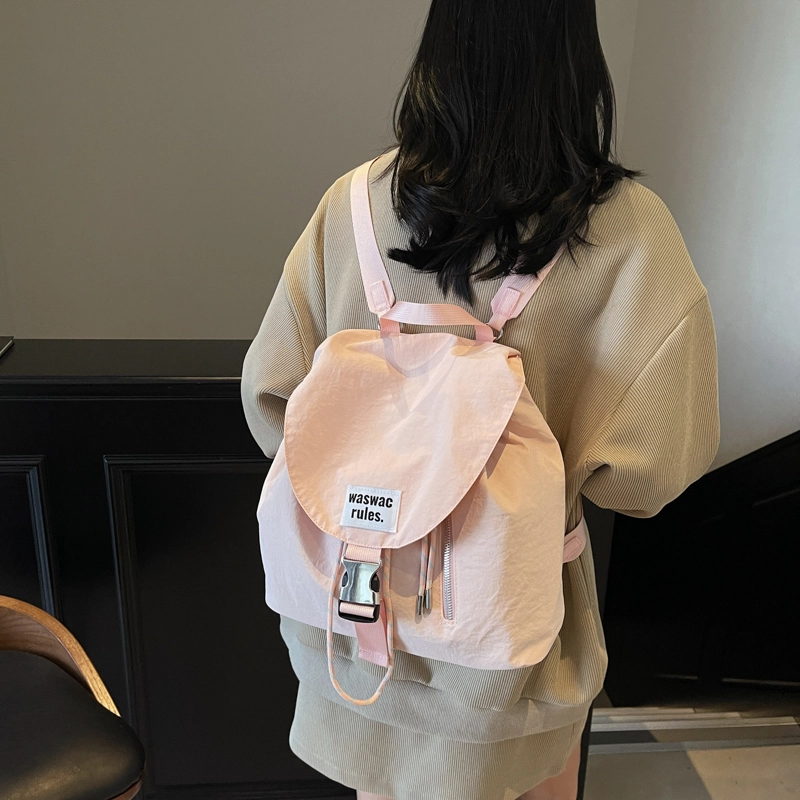 伊曼家 休闲时尚学生上课书包高颜值轻便旅游背包 牛津纺 双肩包 女款 米白/粉色/绿色/卡其/黑色/紫色