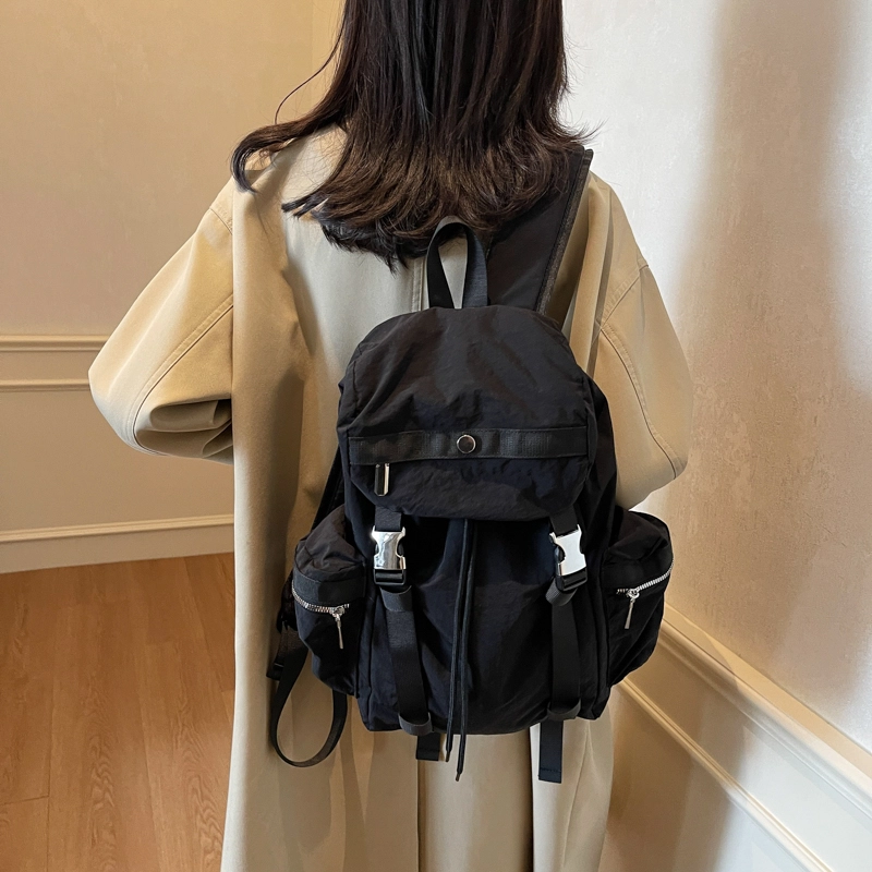 伊曼家 纯色大容量运动 布 双肩包 男女同款情侣款 灰色/米白色/黑色/卡其色
